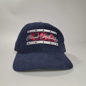 Colonial Williamsburg Cap Buckle Strap Back Navy Script Embroidery Made In USA